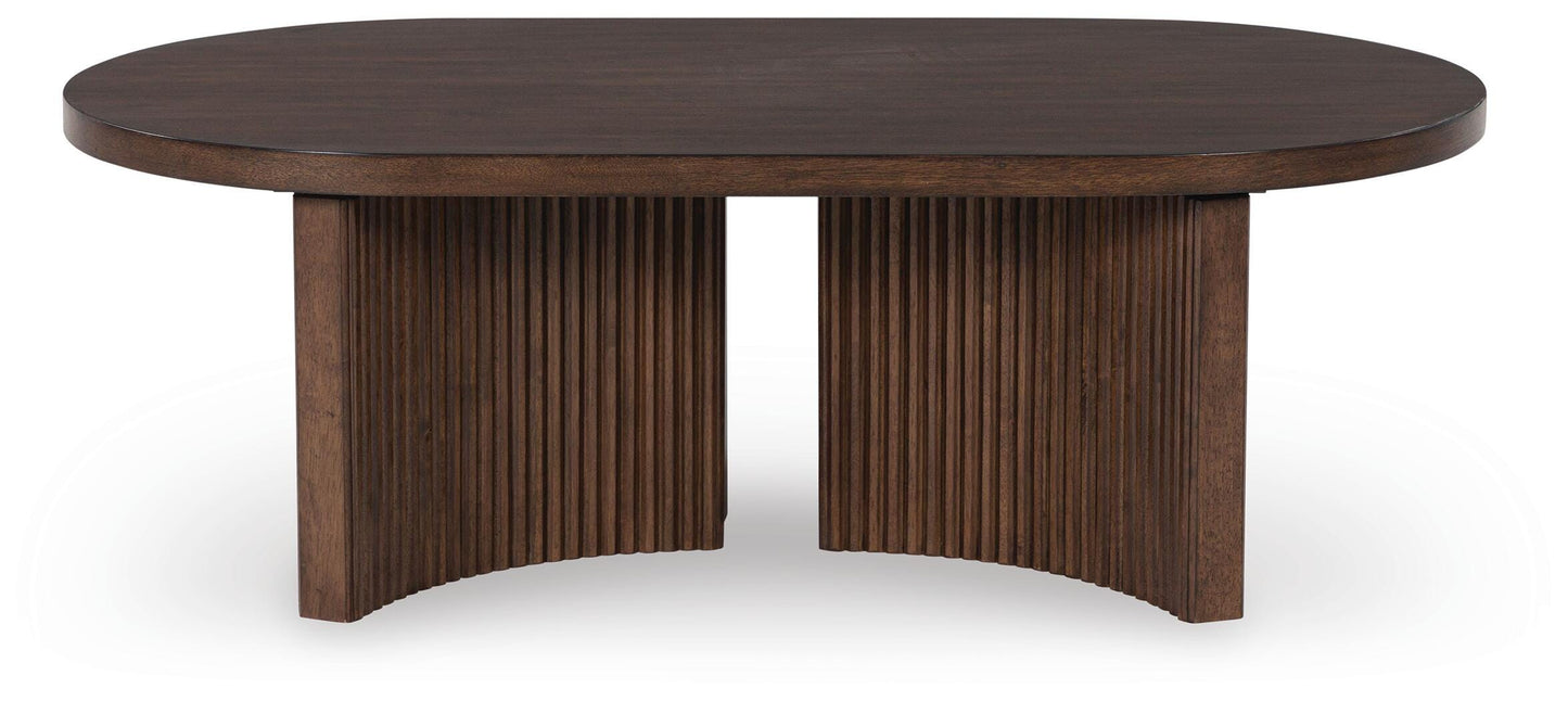 Korestone Oval Cocktail Table head-on view