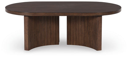 Korestone Oval Cocktail Table head-on view