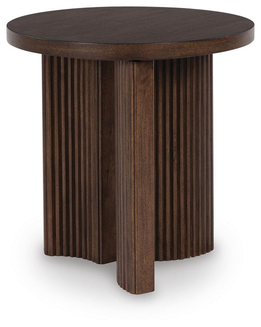 Korestone Round End Table head-on view
