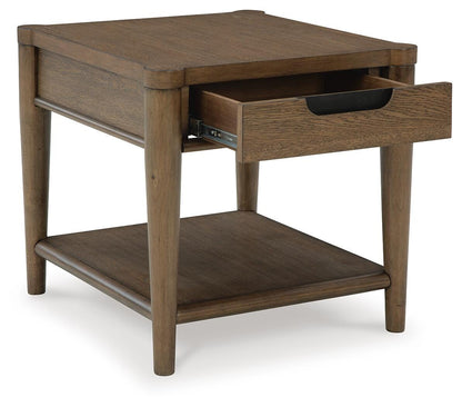 Roanhowe Rectangular End Table open drawer