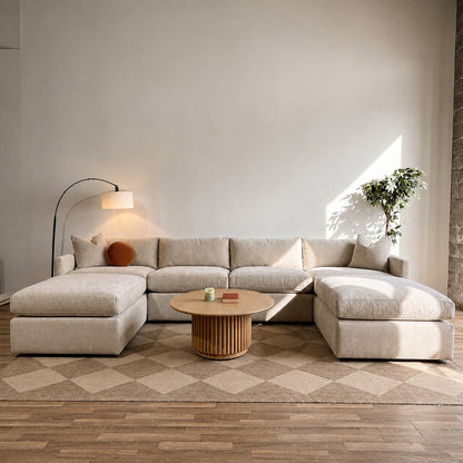 Brook Double Ottoman Long Sectional in Milano Sand Velvet — Kindred Couches