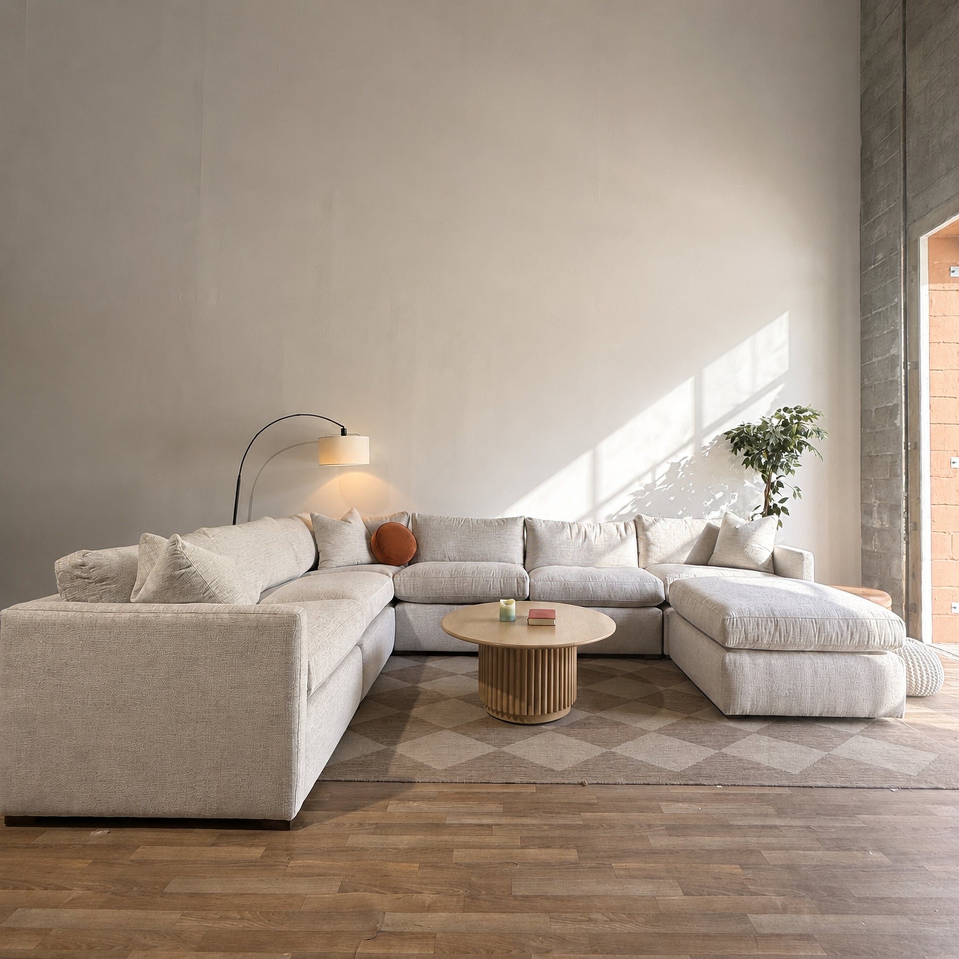 Brook Grand Corner Sectional + Ottoman in Anquilla Ivory Performance Chenille — Kindred Couches