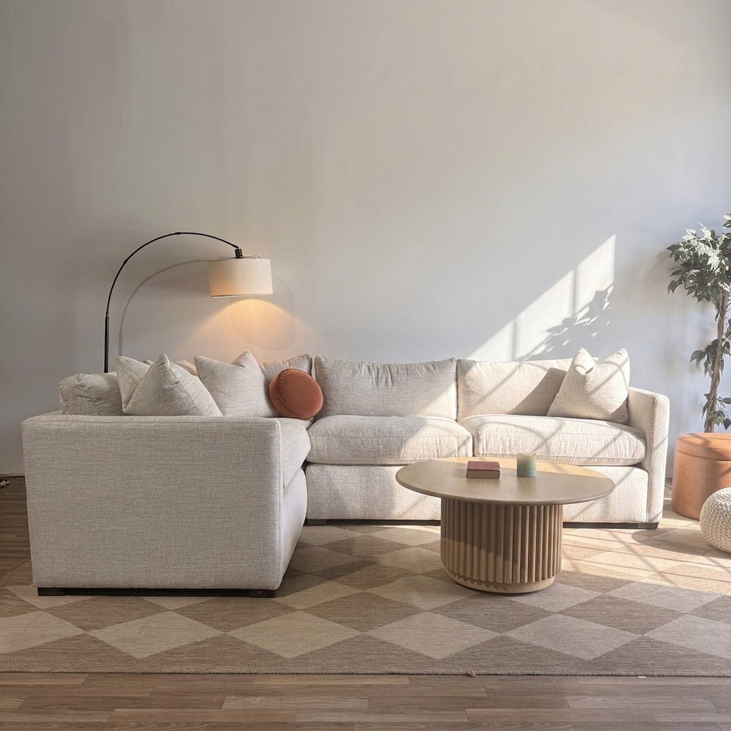 Brook L-Shape Enclosed Sectional in Anquilla Ivory Performance Chenille — Kindred Couches
