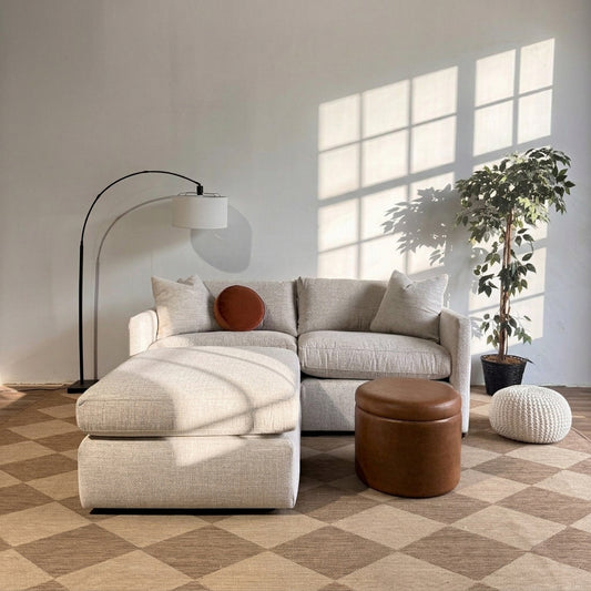 Brook Loveseat + Ottoman in Anquilla Ivory Performance Chenille — Kindred Couches