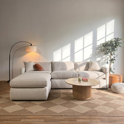 Brook Sofa + Ottoman in Anquilla Ivory Performance Chenille — Kindred Couches