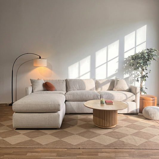 Brook Sofa + Ottoman in Anquilla Ivory Performance Chenille — Kindred Couches