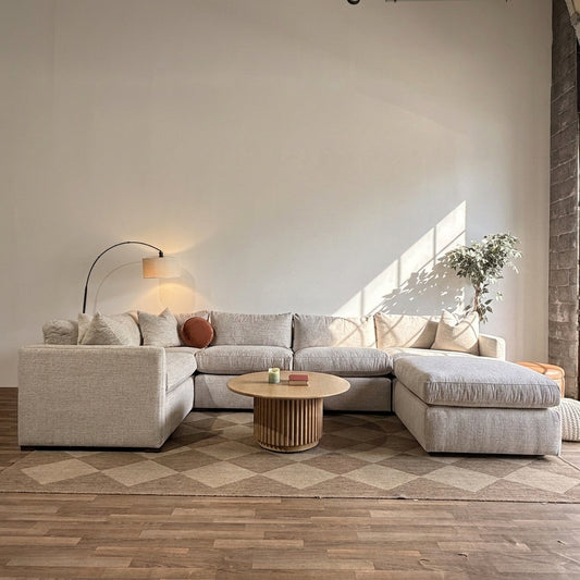 Brook U-Shape Enclosed Sectional in Anquilla Ivory Performance Chenille — Kindred Couches