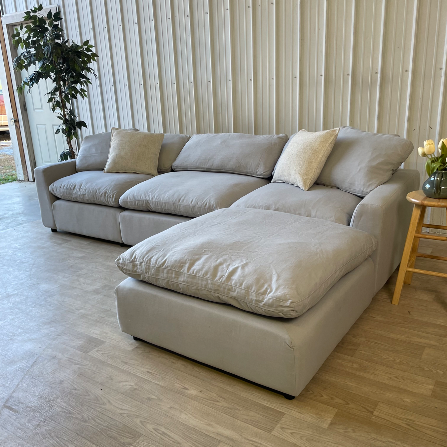 NEW Sunny Isle Cloud Couch in Linen Gray w/Ottoman