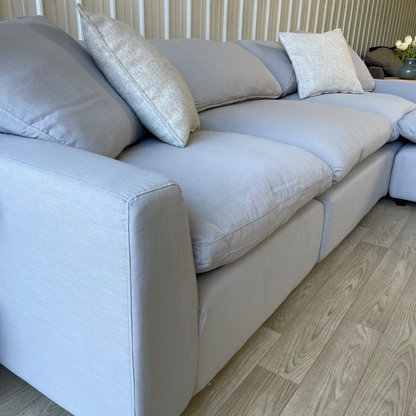 NEW Sunny Isle Cloud Couch in Linen Gray w/Ottoman