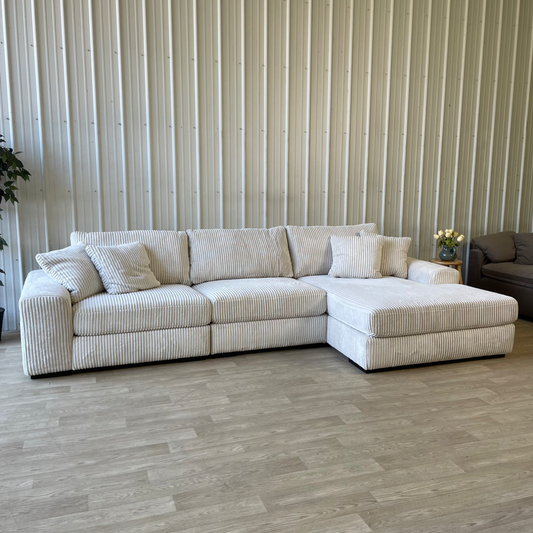 NEW Corduroy 3-Piece Sectional in Beige