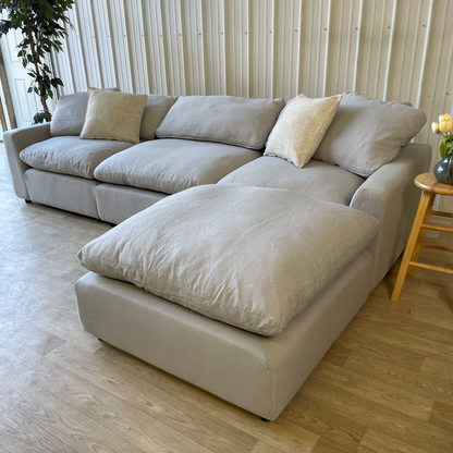 NEW Sunny Isle Cloud Couch in Linen Gray w/Ottoman