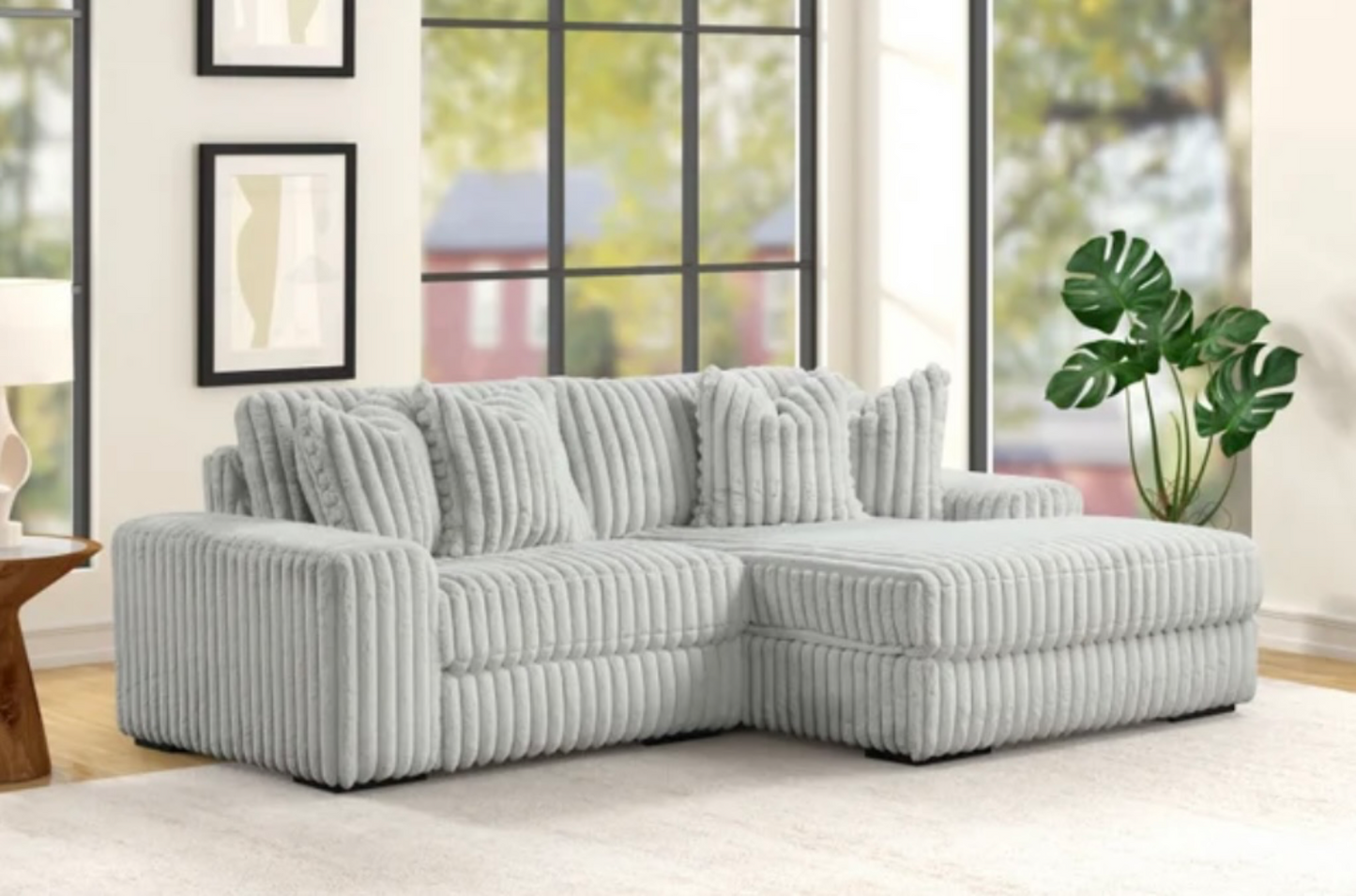 NEW Corduroy 2-Piece Sectional in Gray