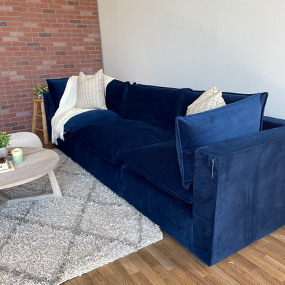 Joybird Haine Blue Velvet 3 Piece Sectional