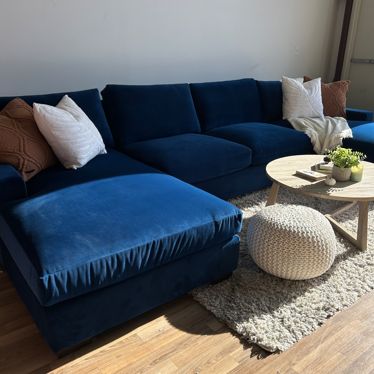 Joybird Anton Velvet Blue 3 piece U Sectional