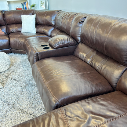 Ashleys Leather Reclining sectional in Brown