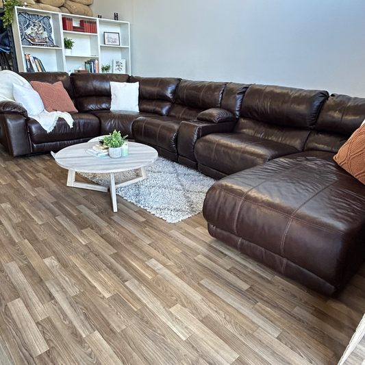 Ashleys Leather Reclining sectional in Brown