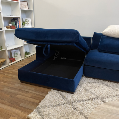 Joybird Holt Storage Chaise Sectional in Velvet Blue