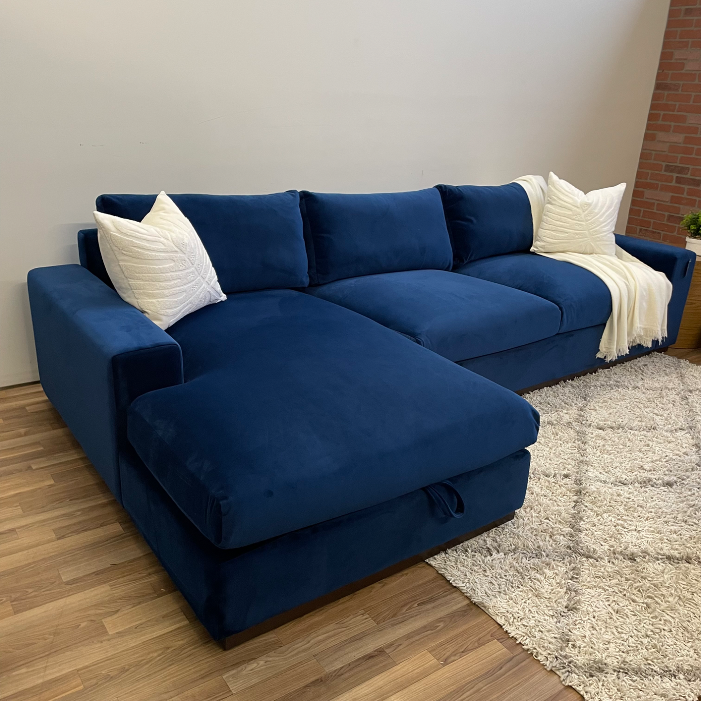 Joybird Holt Storage Chaise Sectional in Velvet Blue