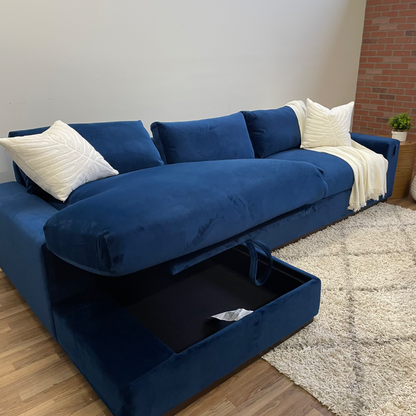 Joybird Holt Storage Chaise Sectional in Velvet Blue