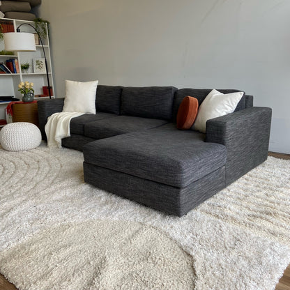 West Elm Urban Sectional with Right Facing Chaise in Grey Charcoal Heather