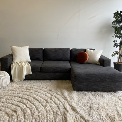 West Elm Urban Sectional with Right Facing Chaise in Grey Charcoal Heather