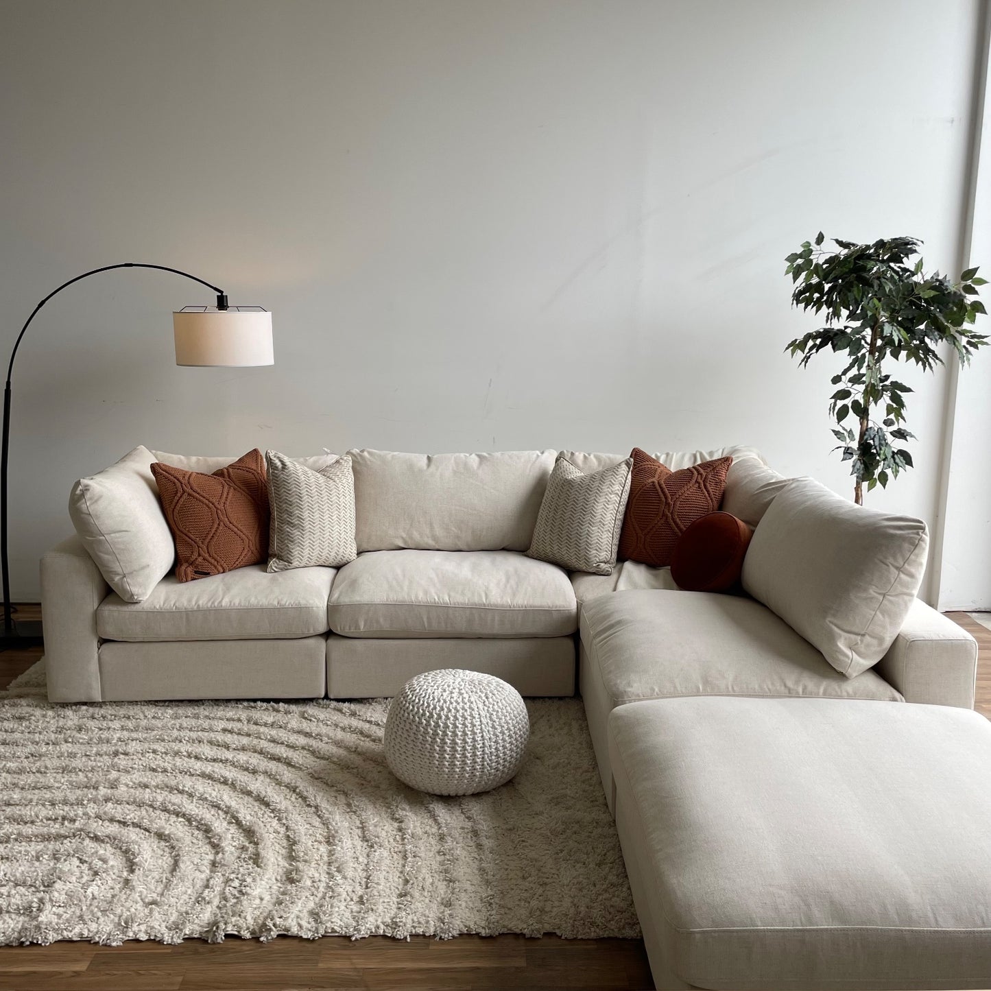 Serene 5 Piece Modular Cloud Couch in Linen Beige