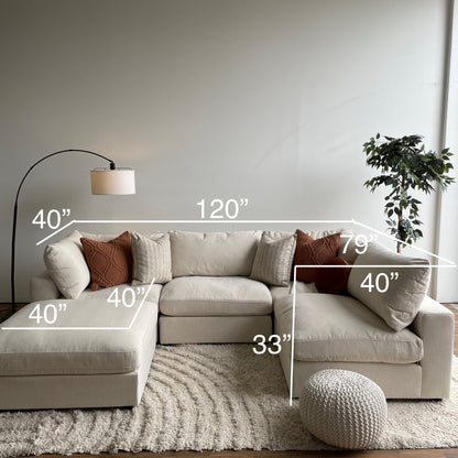 Serene 5 Piece Modular Cloud Couch in Linen Beige