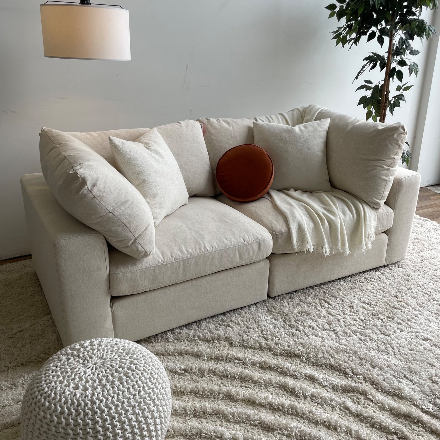 Serene 2 Piece Modular Cloud Couch in Linen Beige