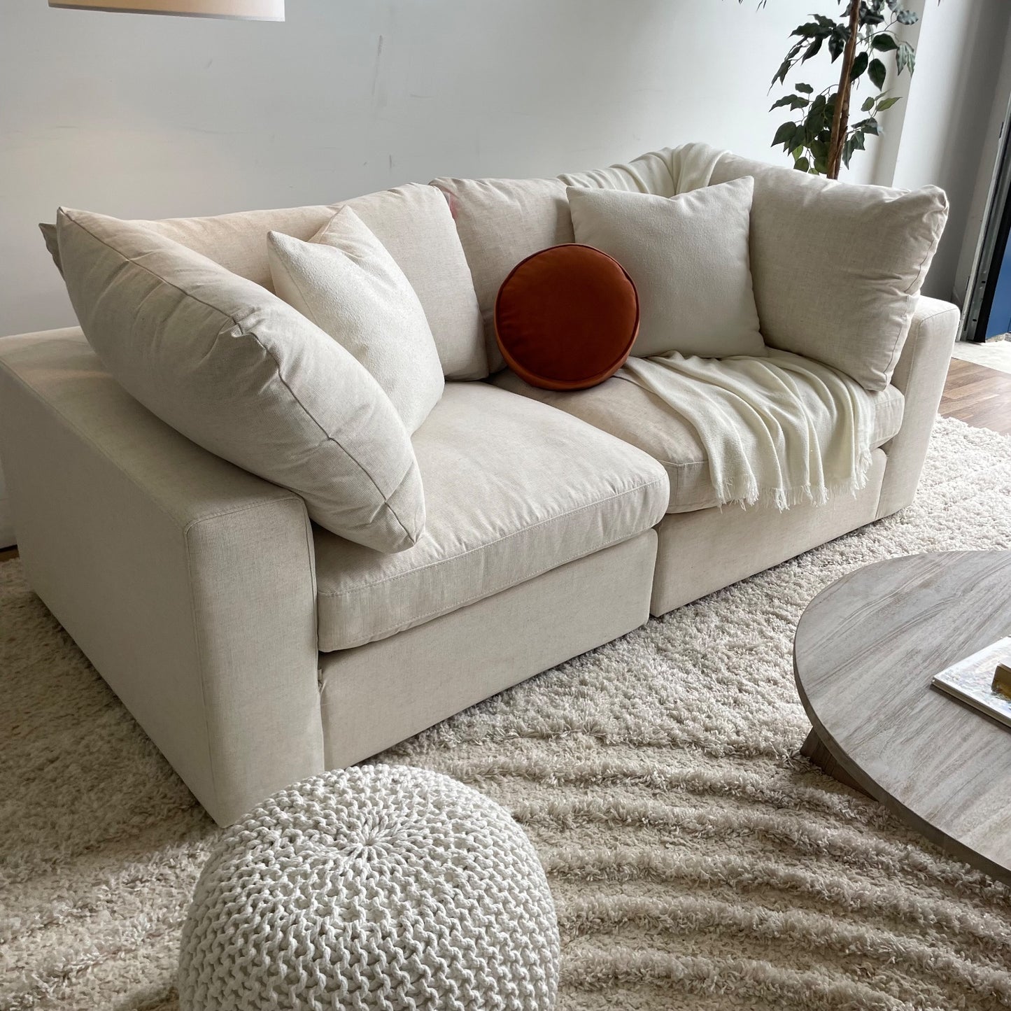 Serene 2 Piece Modular Cloud Couch in Linen Beige