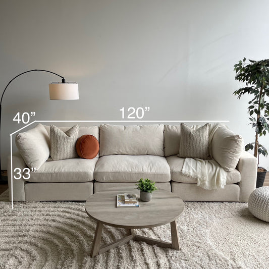 Serene 3 Piece Modular Cloud Couch in Linen Beige