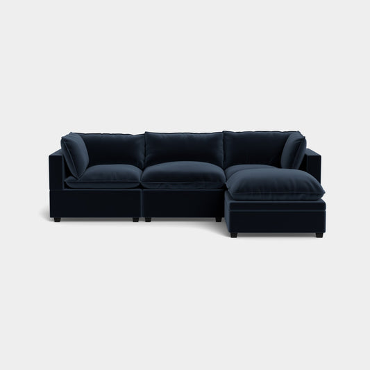 Albany Park Kova Modular 4 Pc Sectional in Navy Performance Velvet w/Storage Ottoman (Pillow Top)