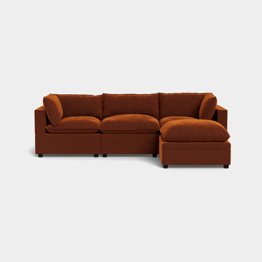 Albany Park Kova Modular Sectional in Rust Performance Velvet w/Storage ottoman