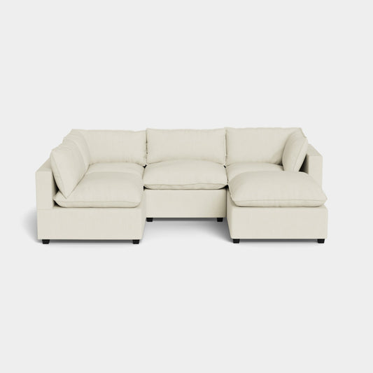 Albany Park Kova Modular 5 Pc Sectional in Dune Performance Linen w/Ottoman (Pillow Top)