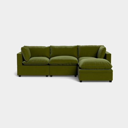 Albany Park Kova Modular 4 Pc Sectional in Olive Performance Velvet w/Storage ottoman (Pillow Top)