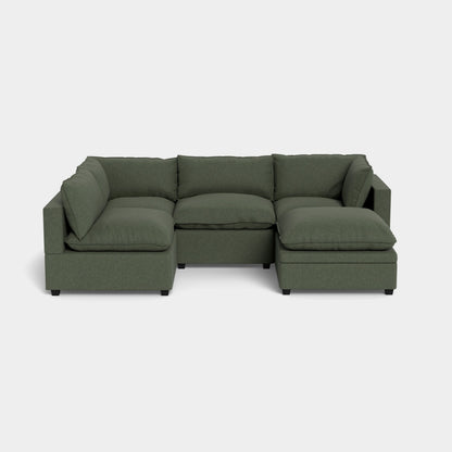 Albany Park Kova Modular 5 Pc Sectional in Spruce Performance Chenille w/Storage Ottoman (Pillow Top)