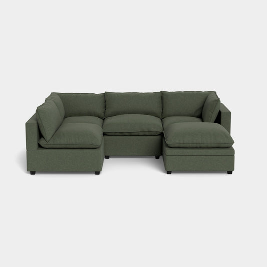 Albany Park Kova Modular 5 Pc Sectional in Spruce Performance Chenille w/Storage Ottoman (Pillow Top)
