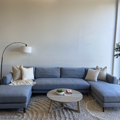 Interior Define 3-piece Gaby Sectional in Misty Blue Chenille