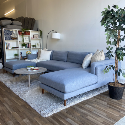 Interior Define 3-piece Gaby Sectional in Misty Blue Chenille