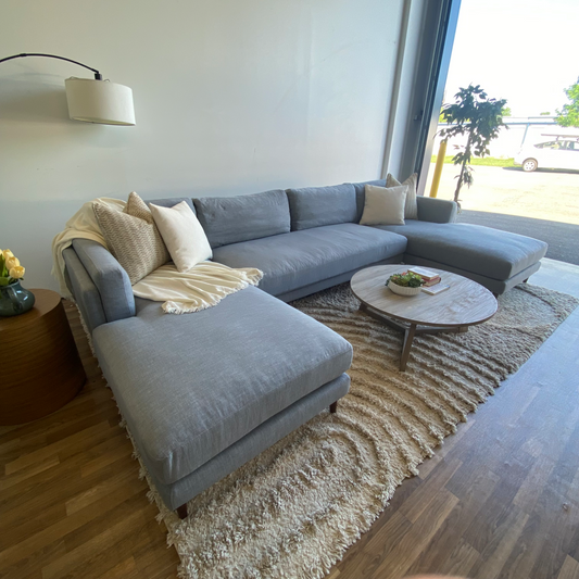 Interior Define 3-piece Gaby Sectional in Misty Blue Chenille