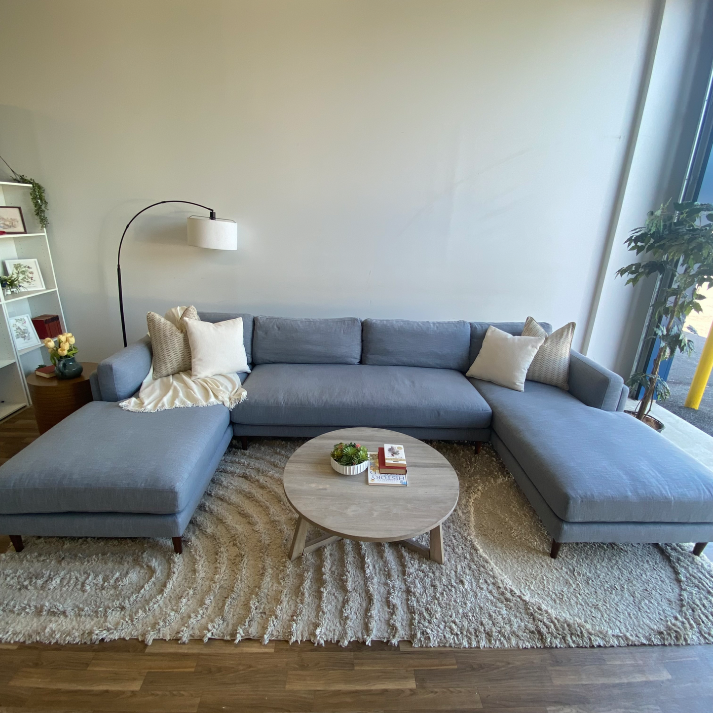 Interior Define 3-piece Gaby Sectional in Misty Blue Chenille