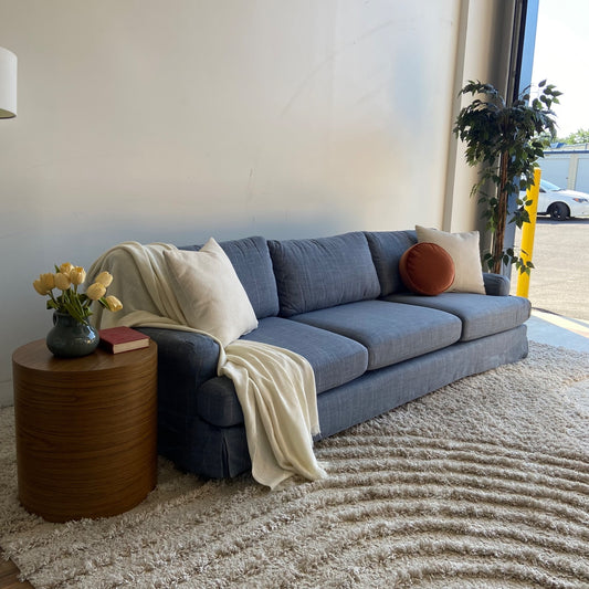 Interior Define Maxwell Slipcovered Sofa in Blue Performance Hunt Stripe
