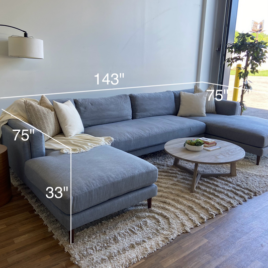 Interior Define 3-piece Gaby Sectional in Misty Blue Chenille