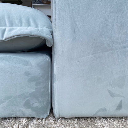 Interior Define Skylar Sofa w/ Ottoman in Spa Blue Performance Velvet