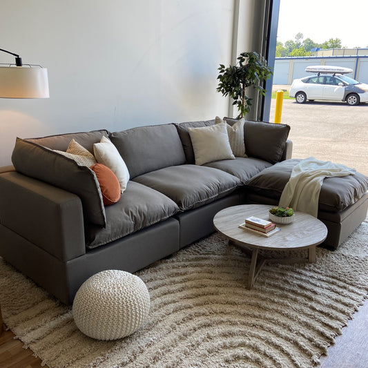 Albany Park Kova Modular 4 Pc Sectional in Clay Performance Linen w/Storage Ottoman (Pillow Top)