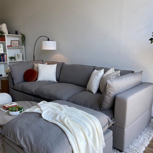 Albany Park Kova Modular 4 Pc Sectional in Clay Performance Linen w/Storage Ottoman (Pillow Top)