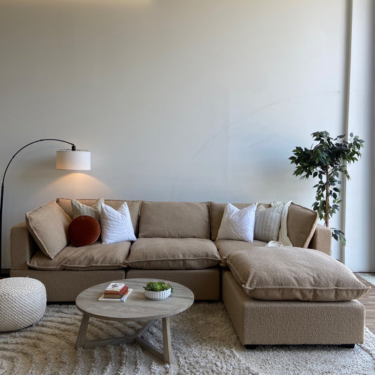 Albany Park Kova Modular 4 Pc Sectional in Fawn Performance Boucle (Pillow Top)