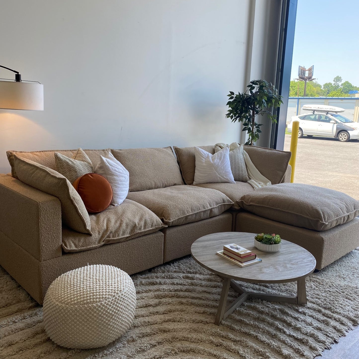 Albany Park Kova Modular 4 Pc Sectional in Fawn Performance Boucle (Pillow Top)