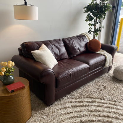 Pottery Barn Pearce Sleeper Sofa in Merlot Leather