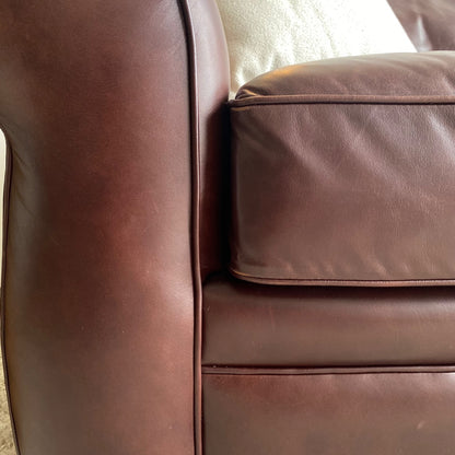 Pottery Barn Pearce Sleeper Sofa in Merlot Leather