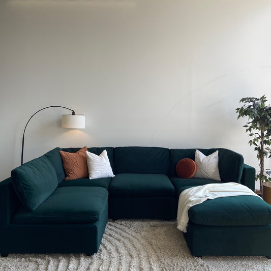 Albany Park Kova Modular 5pc Sectional in Dark Teal Color w/Ottoman (Box Top)